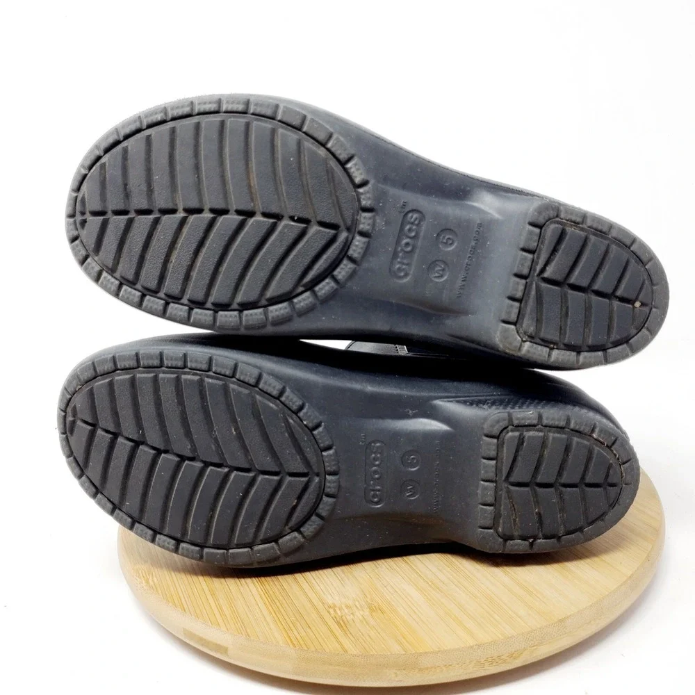 Crocs Freesail Chelsea‎ Boots Womens 5 Rain Black Rubber Pull On Ankle Shoes